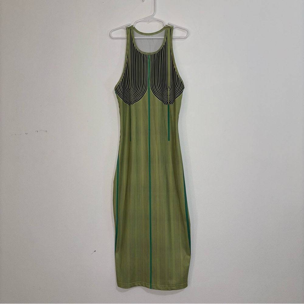 Green Striped Sleeveless Dress